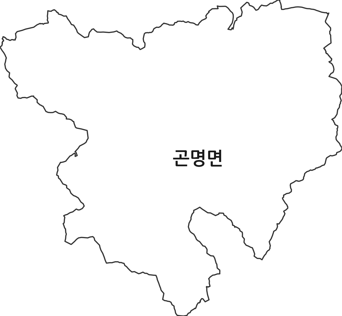 경상남도 사천시 곤명면 법정동 행정구역 경계 지도