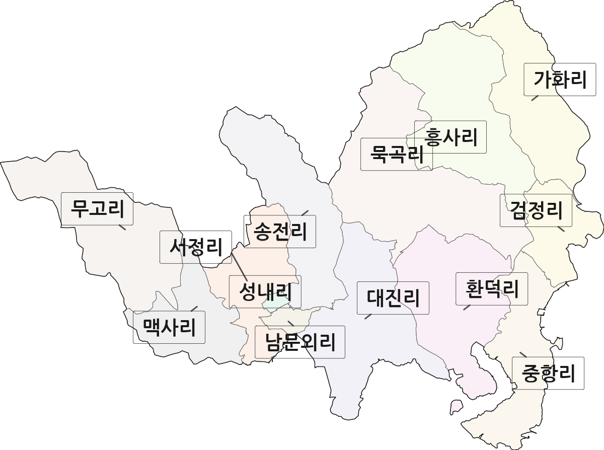 경상남도 사천시 곤양면 법정동 리 구분 행정구역 경계 지도
