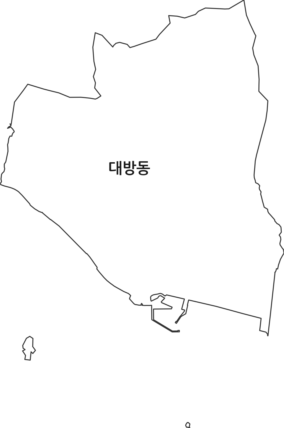경상남도 사천시 대방동 법정동 행정구역 경계 지도