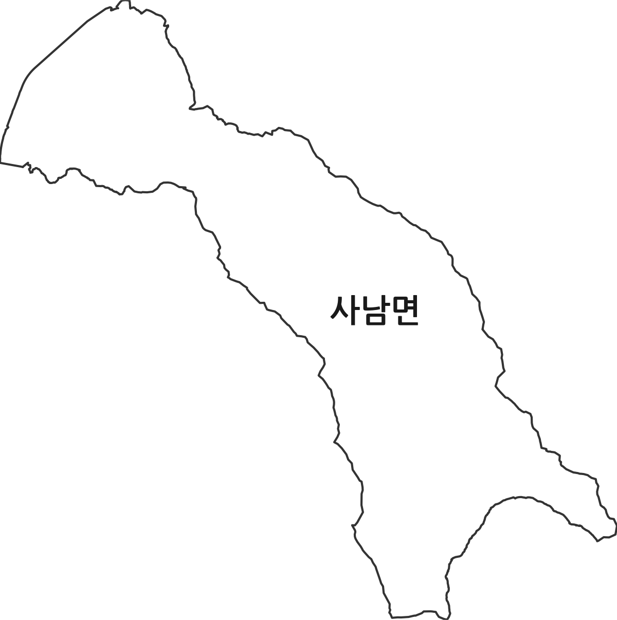 경상남도 사천시 사남면 법정동 행정구역 경계 지도