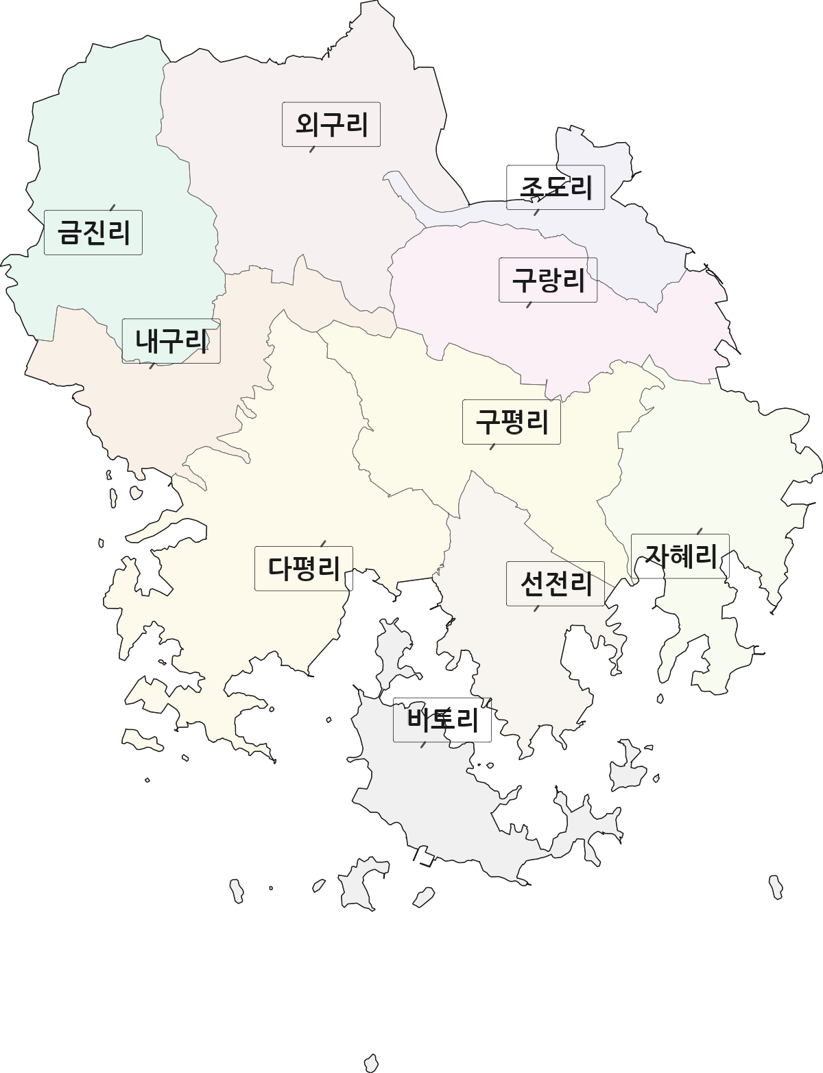 경상남도 사천시 서포면 법정동 리 구분 행정구역 경계 지도