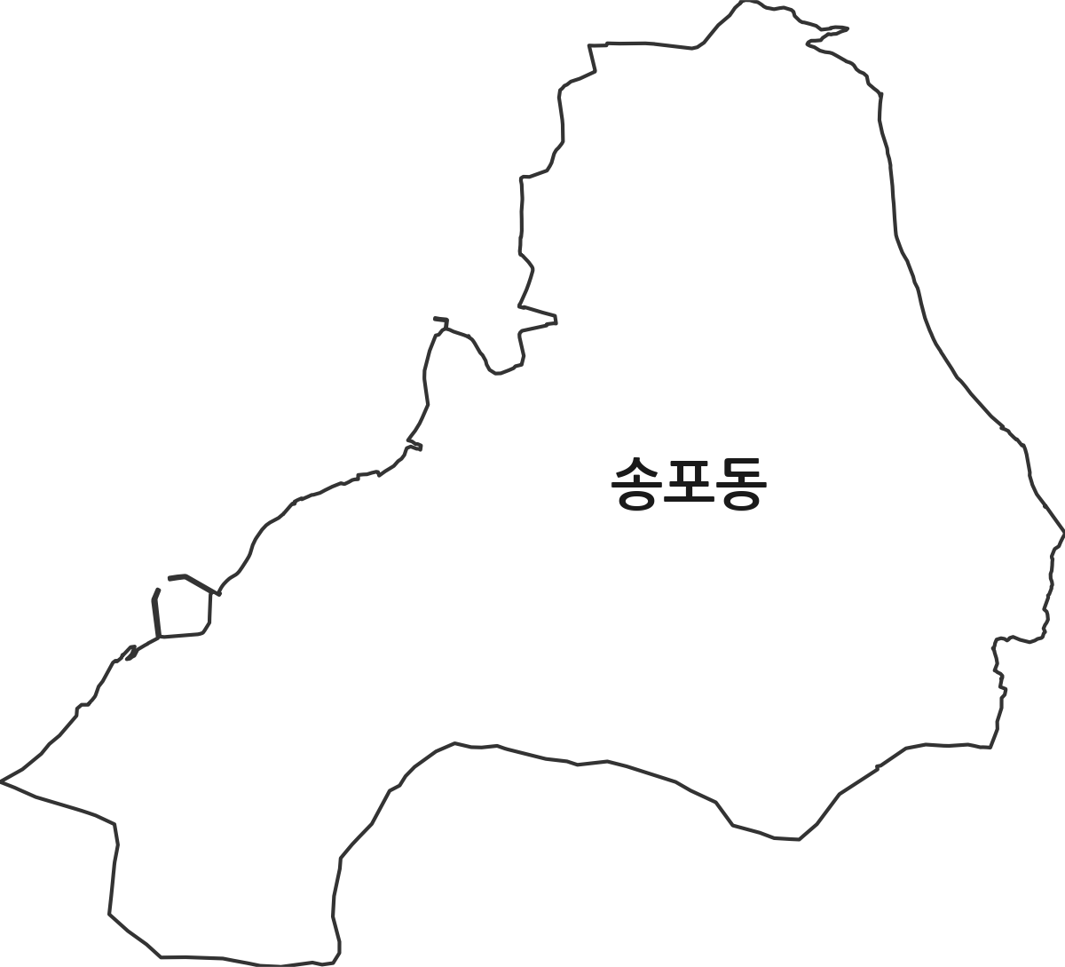 경상남도 사천시 송포동 법정동 행정구역 경계 지도