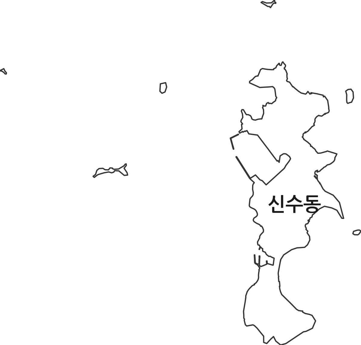 경상남도 사천시 신수동 법정동 행정구역 경계 지도