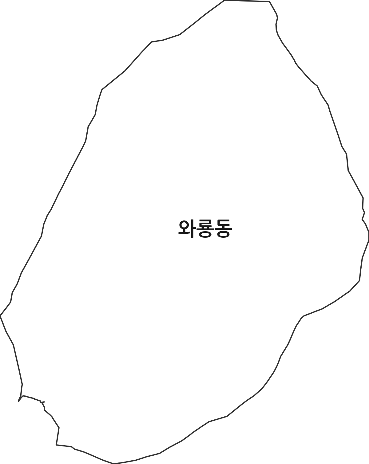 경상남도 사천시 와룡동 법정동 행정구역 경계 지도