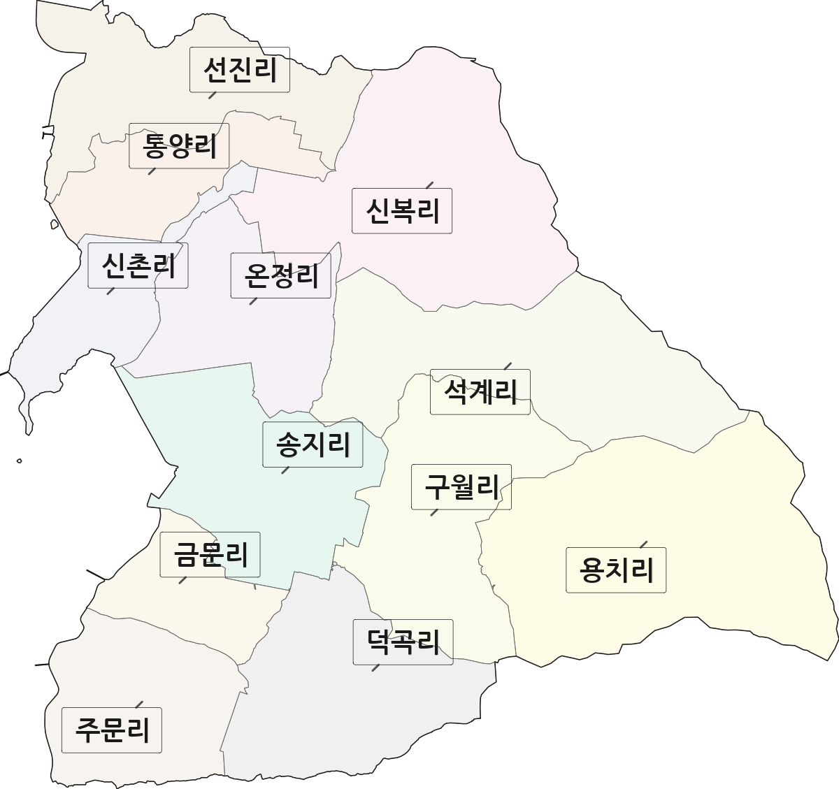 경상남도 사천시 용현면 법정동 리 구분 행정구역 경계 지도