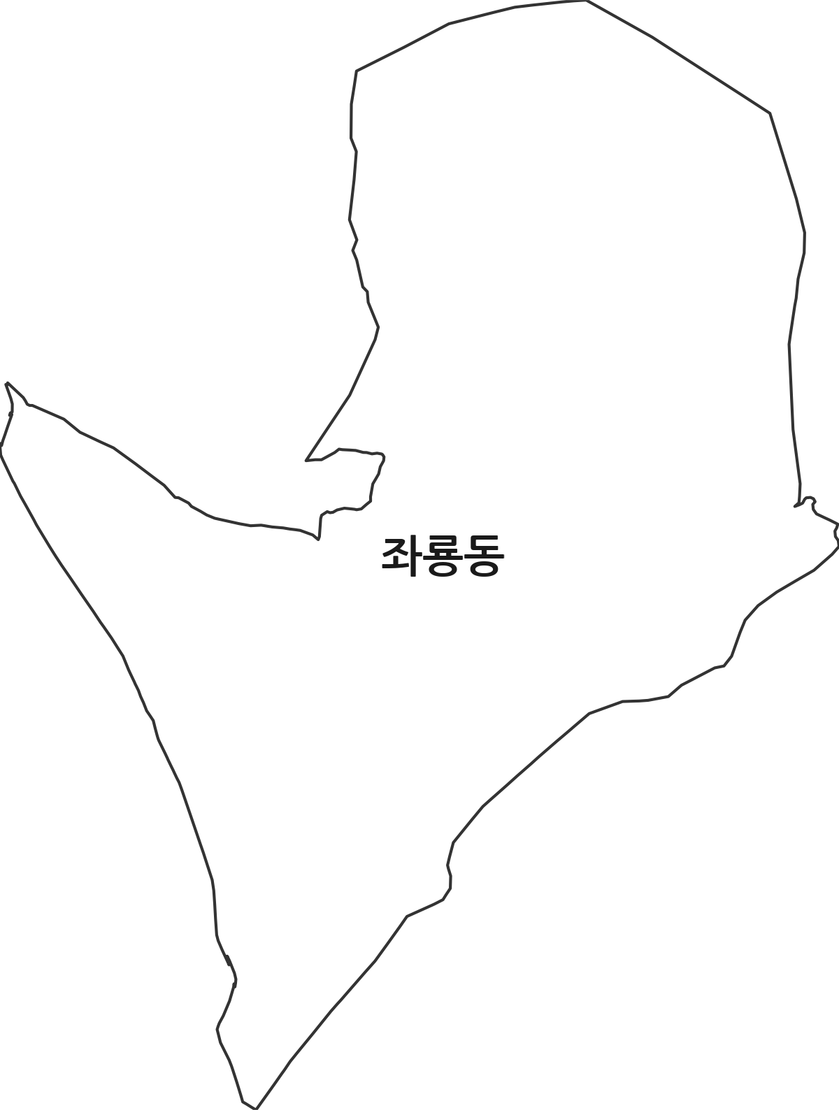 경상남도 사천시 좌룡동 법정동 행정구역 경계 지도