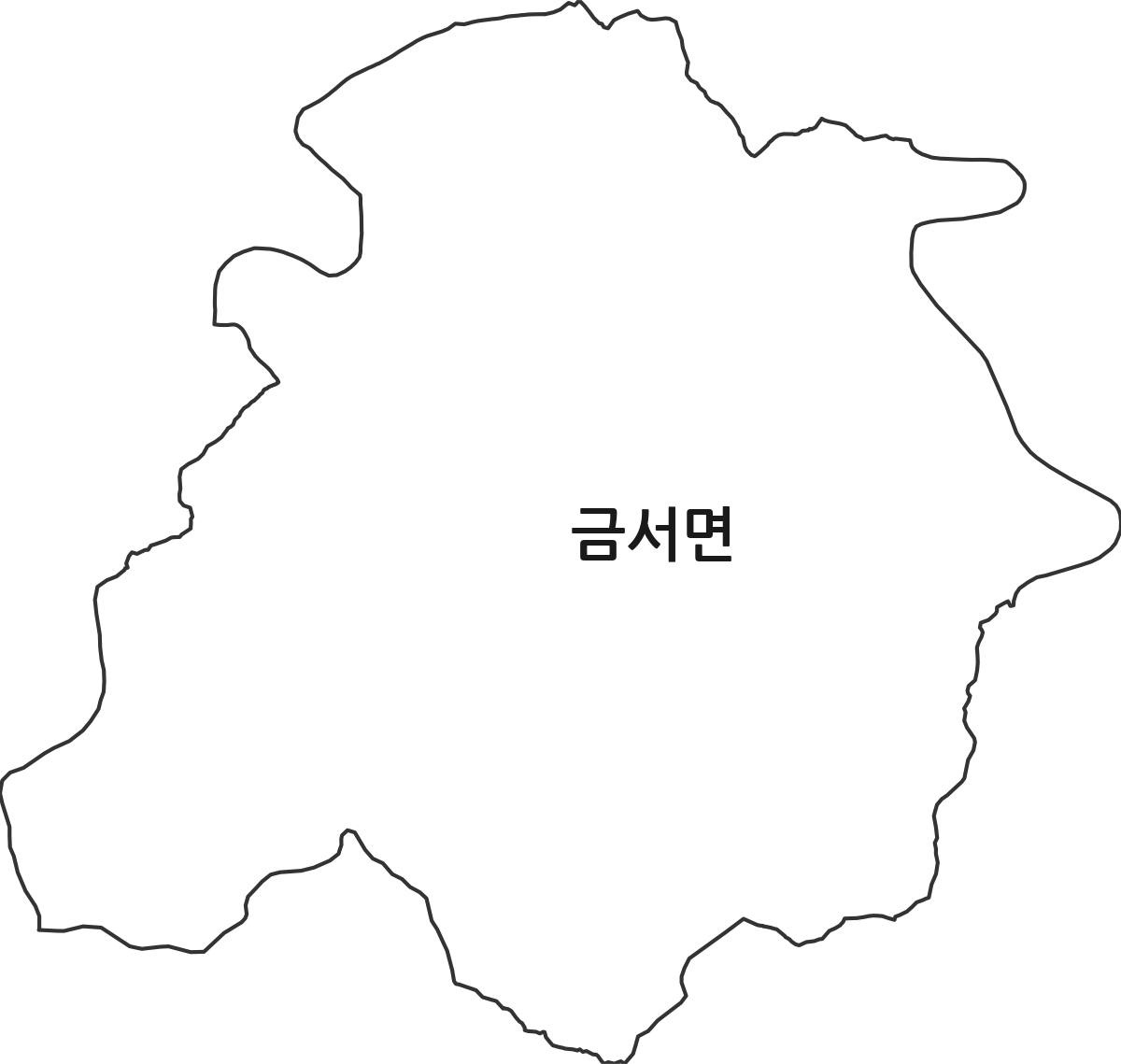경상남도 산청군 금서면 행정동 행정구역 경계 지도