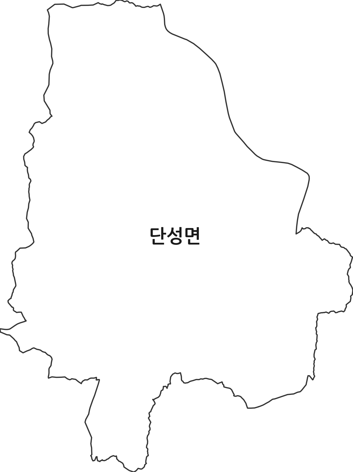 경상남도 산청군 단성면 행정동 행정구역 경계 지도