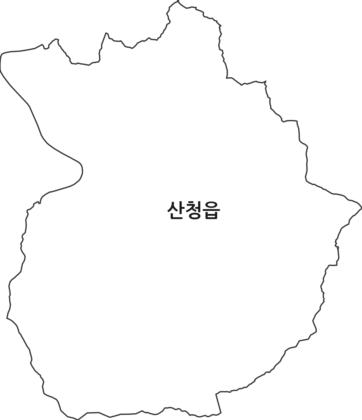 경상남도 산청군 산청읍 행정동 행정구역 경계 지도