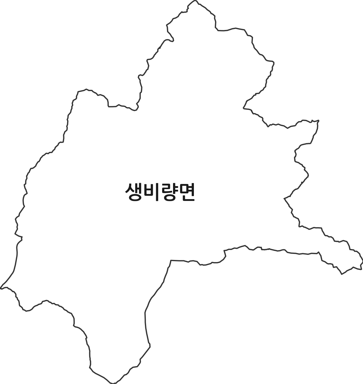 경상남도 산청군 생비량면 행정동 행정구역 경계 지도
