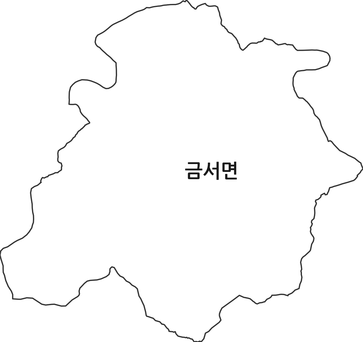경상남도 산청군 금서면 법정동 행정구역 경계 지도