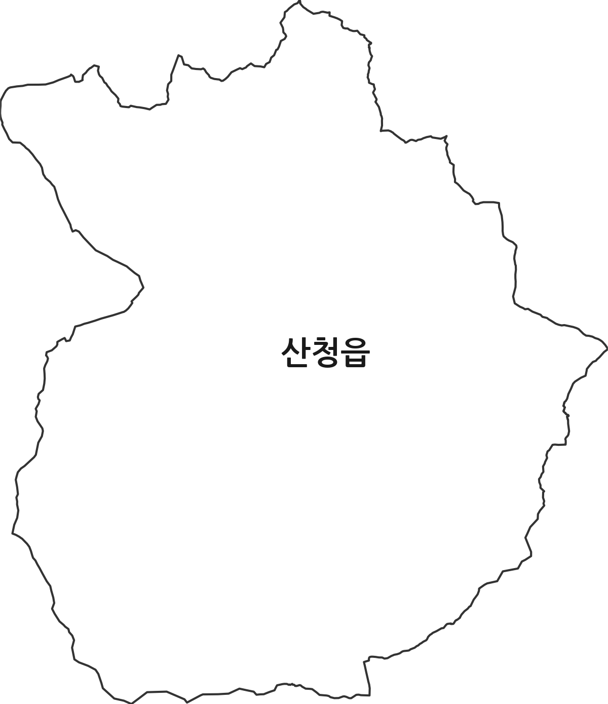 경상남도 산청군 산청읍 법정동 행정구역 경계 지도