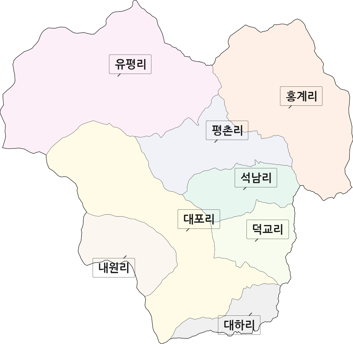 경상남도 산청군 삼장면 법정동 리 구분 행정구역 경계 지도
