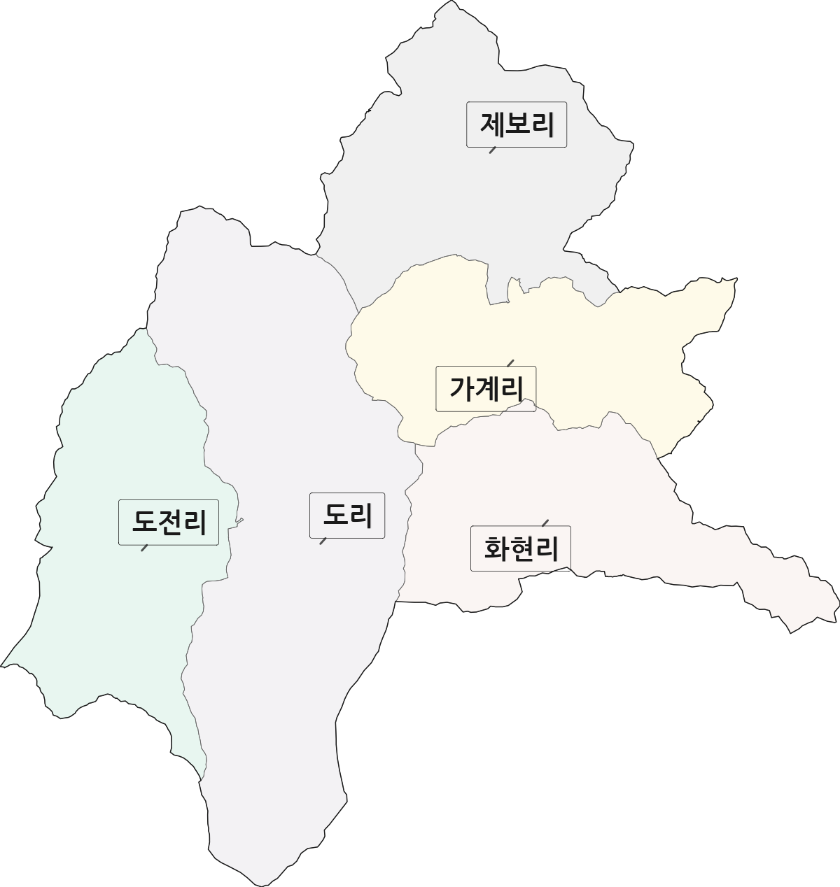 경상남도 산청군 생비량면 법정동 리 구분 행정구역 경계 지도