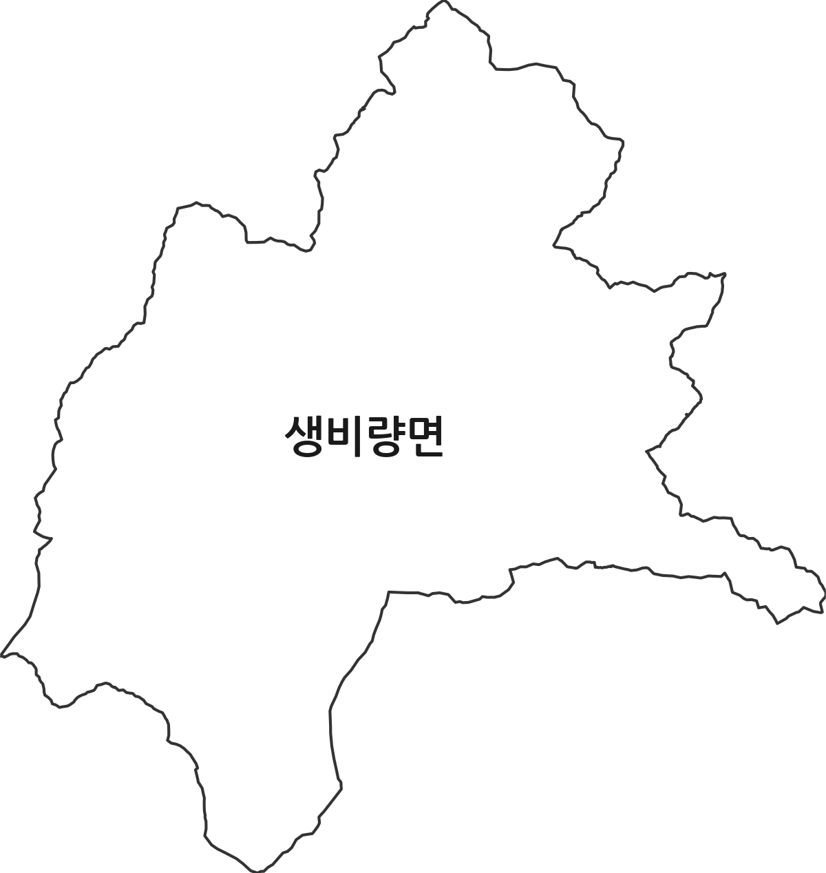 경상남도 산청군 생비량면 법정동 행정구역 경계 지도