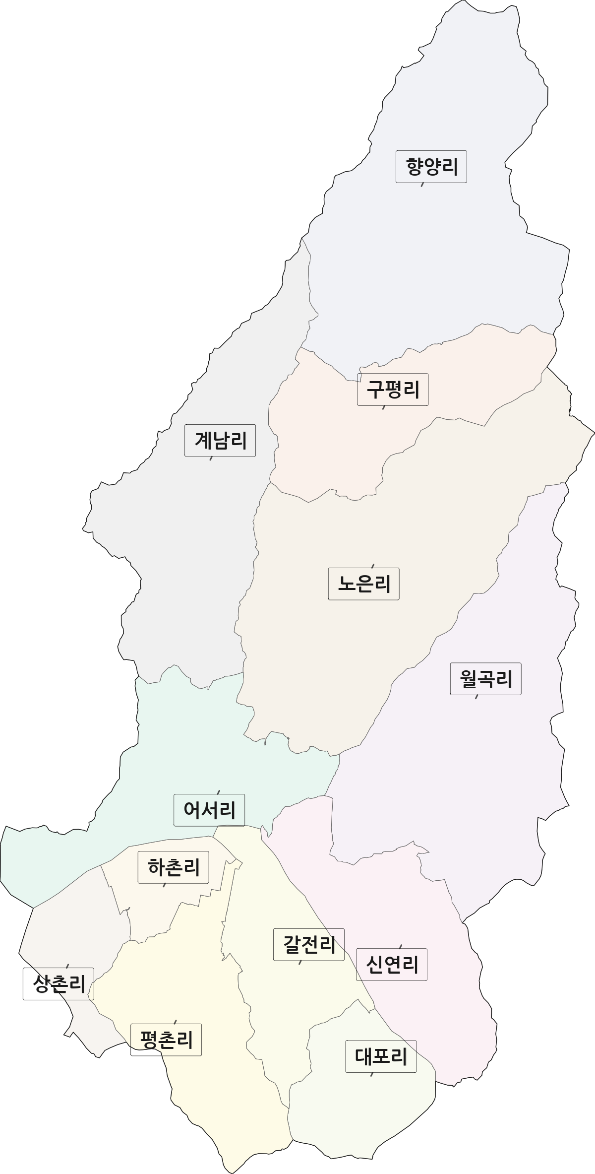 경상남도 산청군 생초면 법정동 리 구분 행정구역 경계 지도