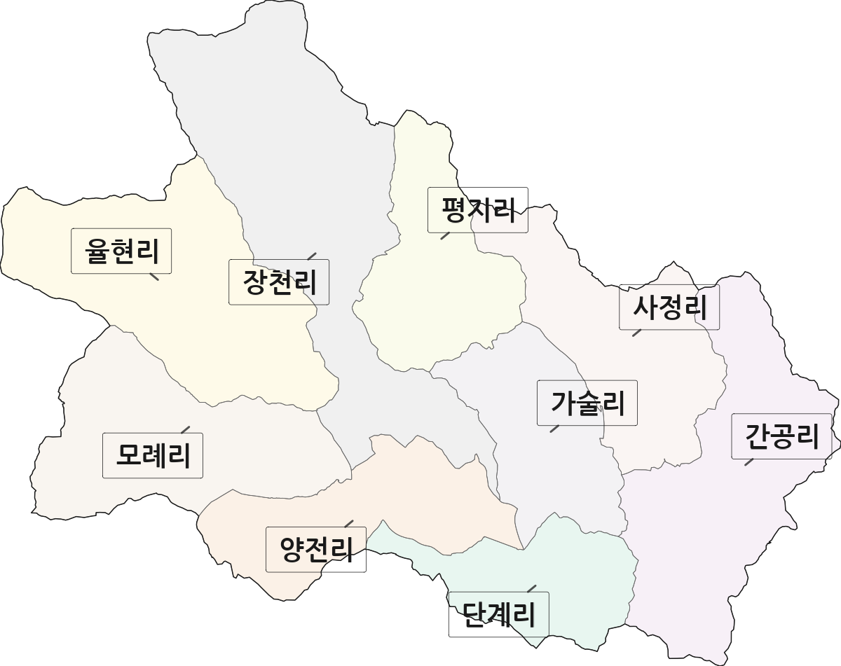경상남도 산청군 신등면 법정동 리 구분 행정구역 경계 지도