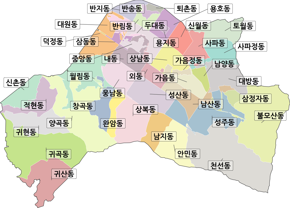 경상남도 창원시 성산구 법정동 행정구역 경계 지도