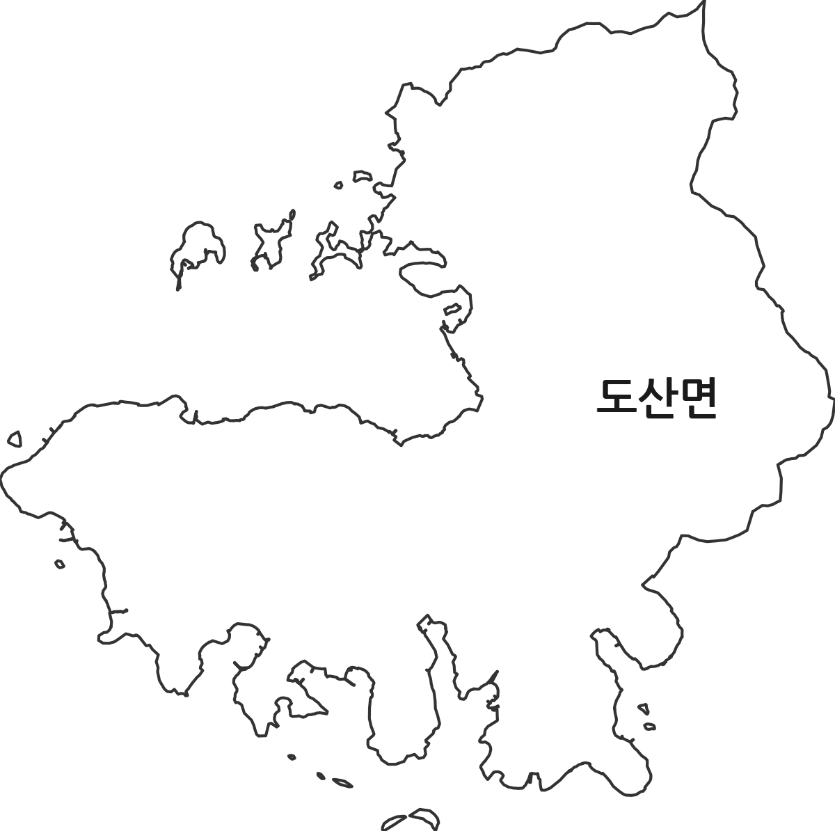 경상남도 통영시 도산면 행정동 행정구역 경계 지도