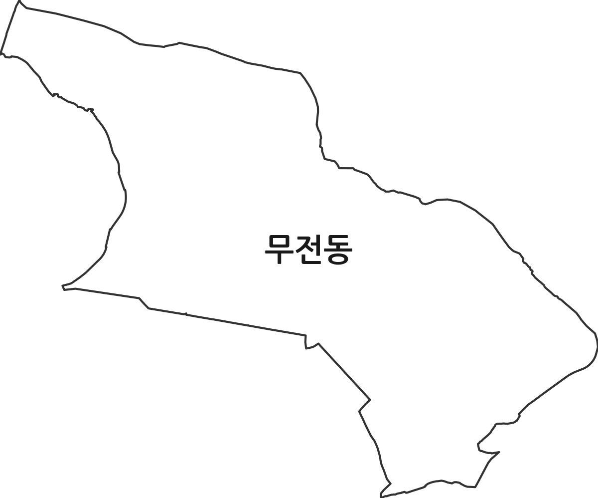 경상남도 통영시 무전동 행정동 행정구역 경계 지도