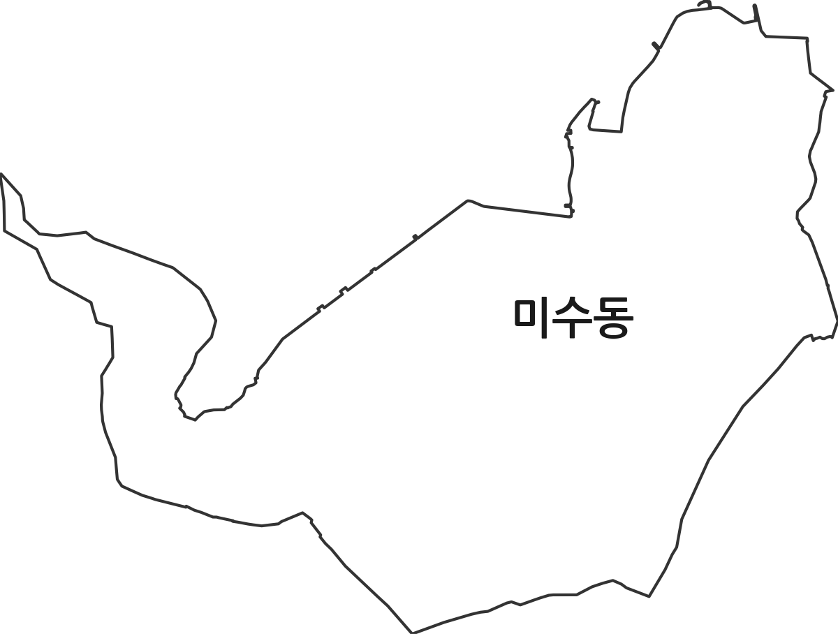 경상남도 통영시 미수동 행정동 행정구역 경계 지도