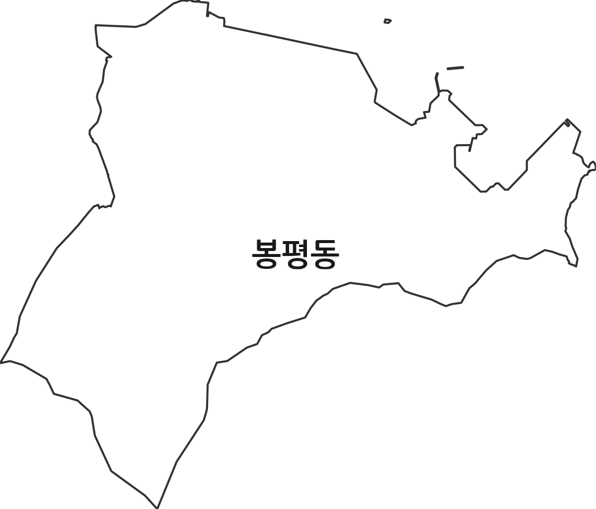 경상남도 통영시 봉평동 행정동 행정구역 경계 지도
