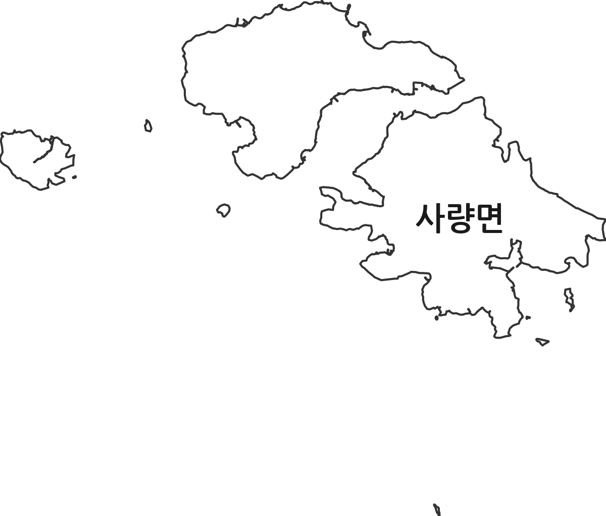 경상남도 통영시 사량면 행정동 행정구역 경계 지도