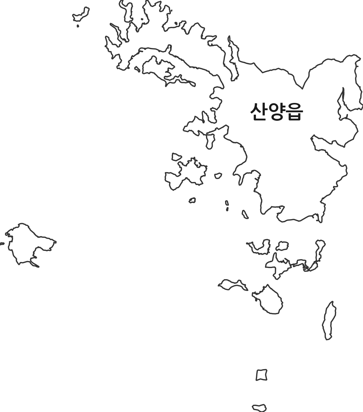 경상남도 통영시 산양읍 행정동 행정구역 경계 지도