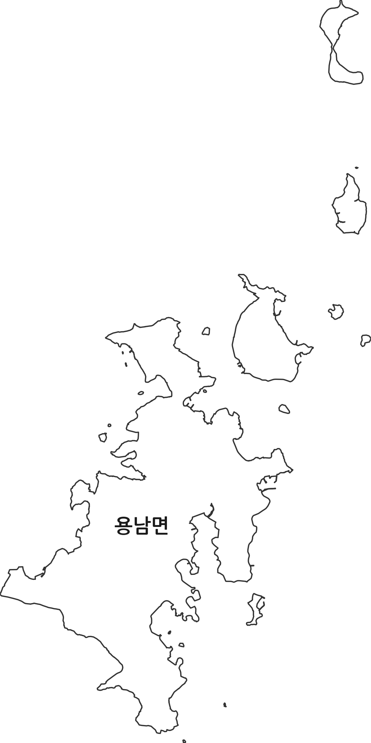 경상남도 통영시 용남면 행정동 행정구역 경계 지도