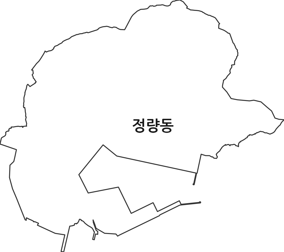 경상남도 통영시 정량동 행정동 행정구역 경계 지도