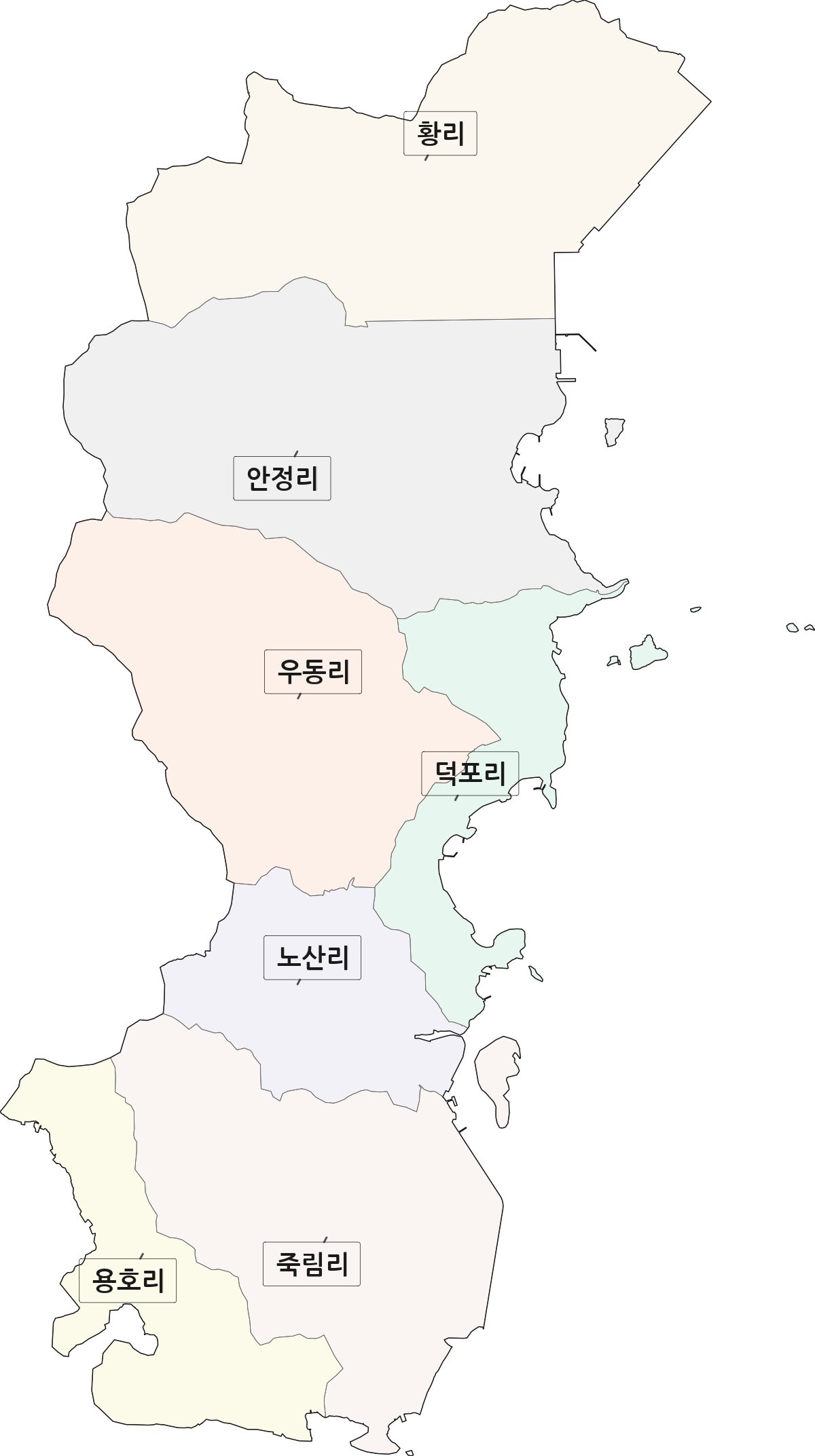 경상남도 통영시 광도면 법정동 리 구분 행정구역 경계 지도