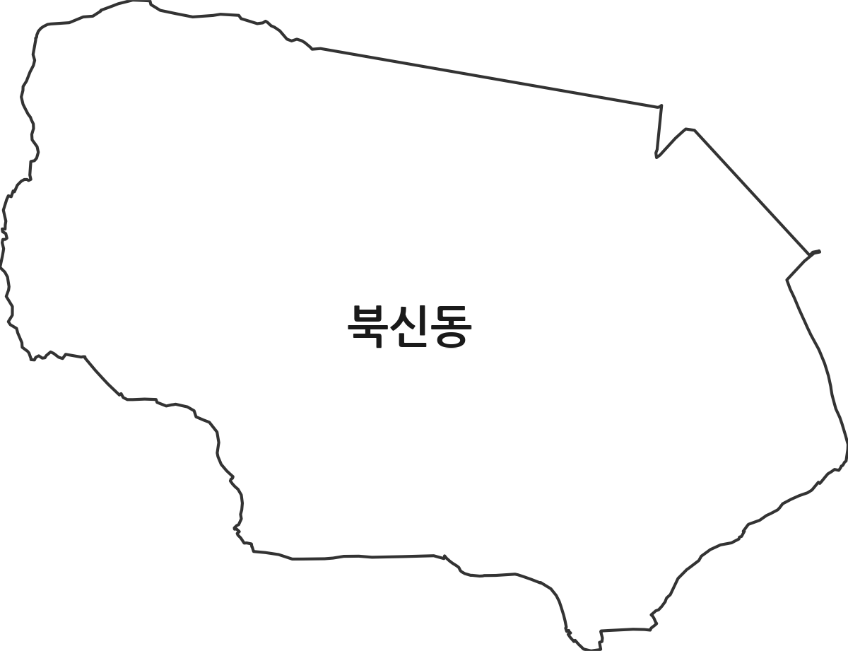 경상남도 통영시 북신동 법정동 행정구역 경계 지도