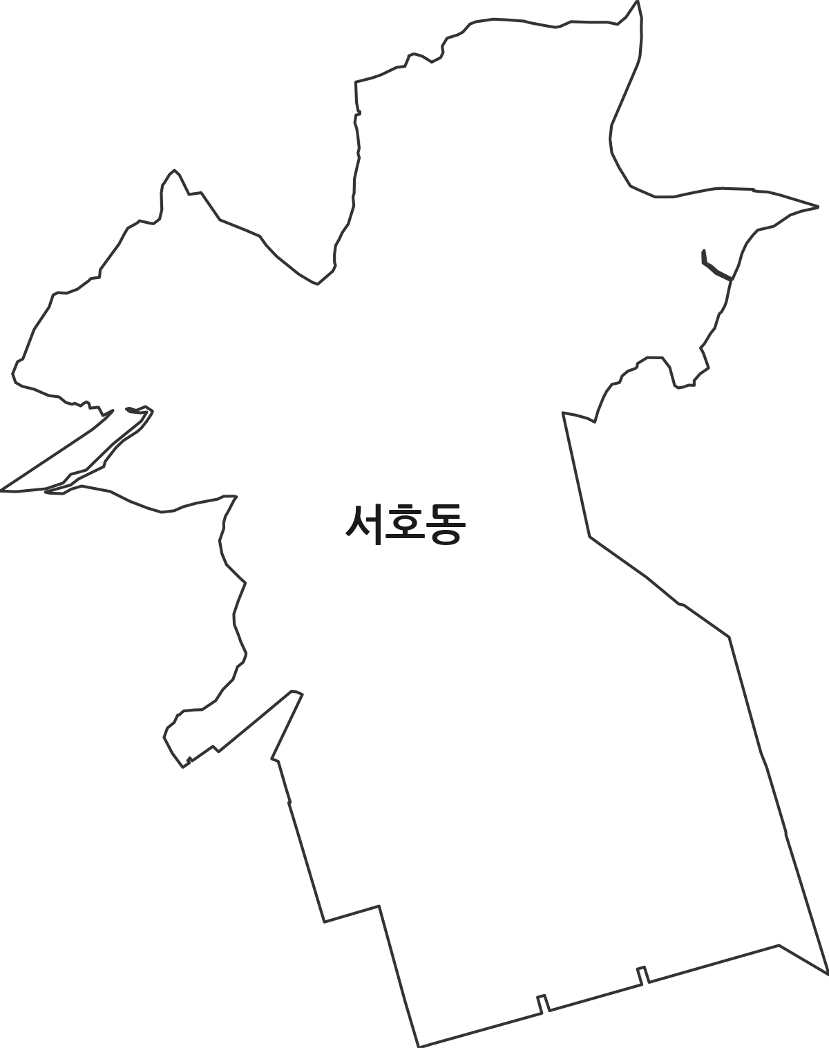 경상남도 통영시 서호동 법정동 행정구역 경계 지도