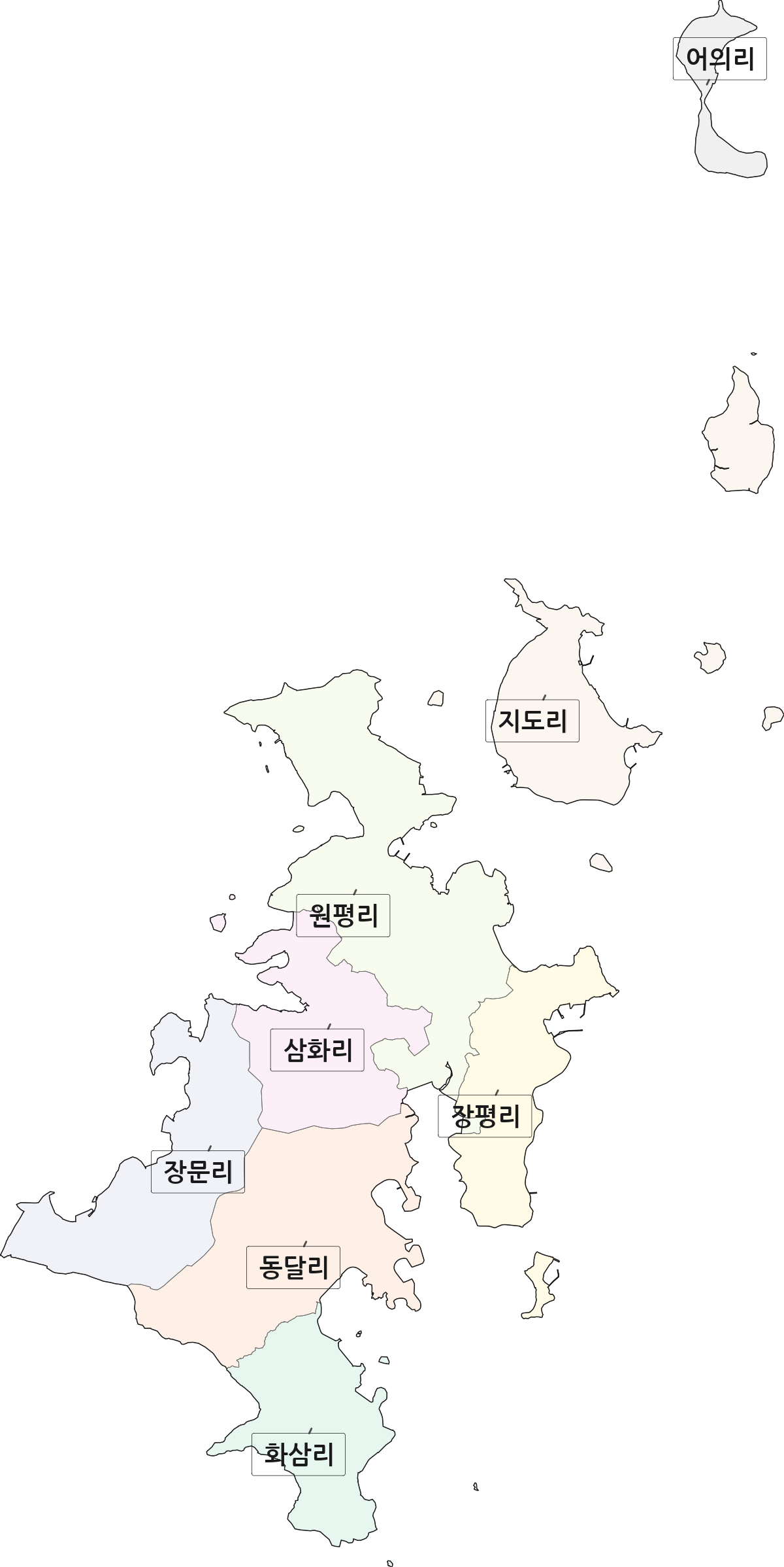 경상남도 통영시 용남면 법정동 리 구분 행정구역 경계 지도
