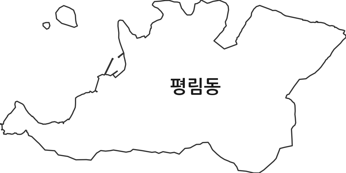 경상남도 통영시 평림동 법정동 행정구역 경계 지도
