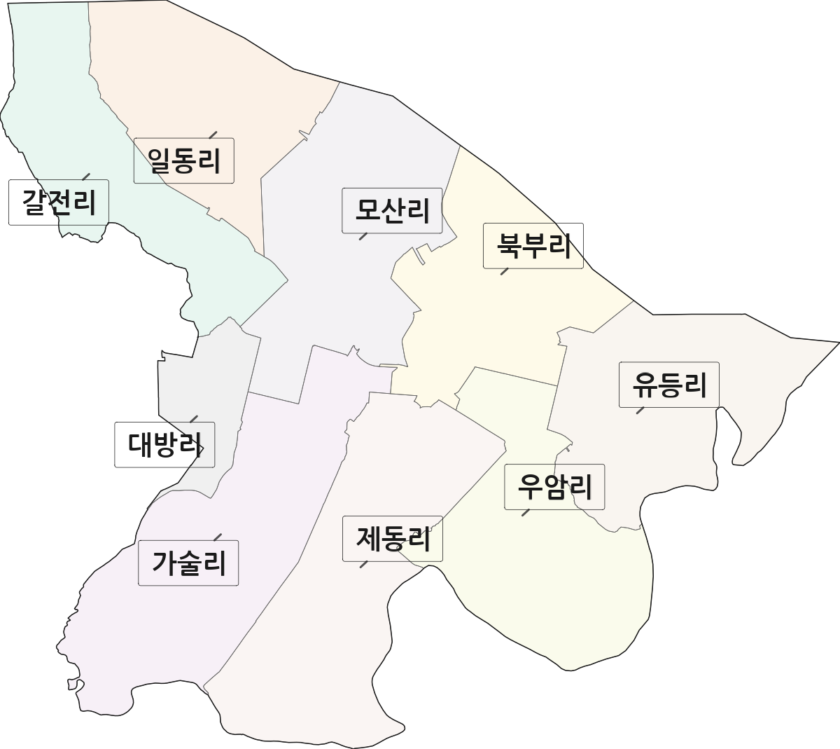 경상남도 창원시 의창구 대산면 법정동 리 구분 행정구역 경계 지도