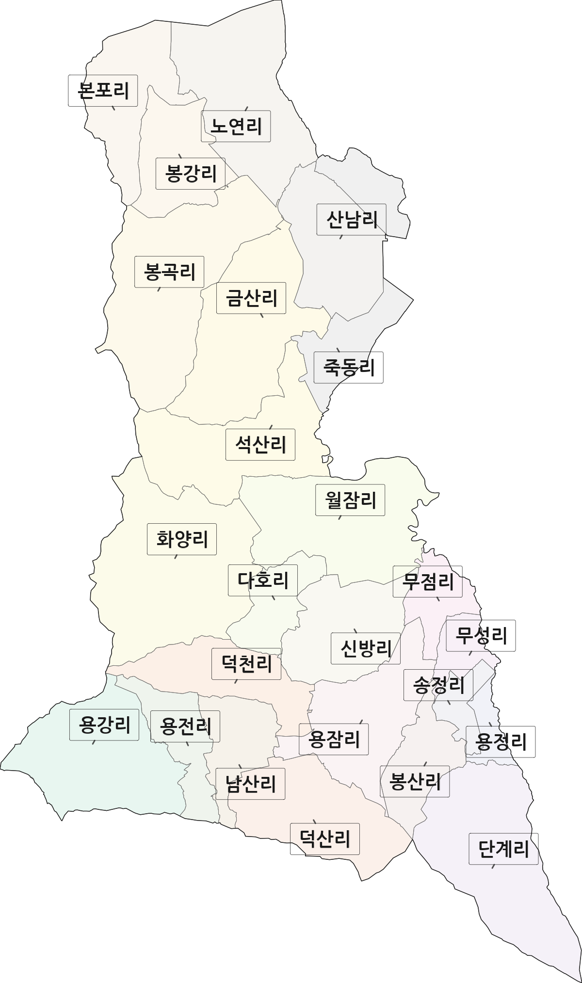 경상남도 창원시 의창구 동읍 법정동 리 구분 행정구역 경계 지도