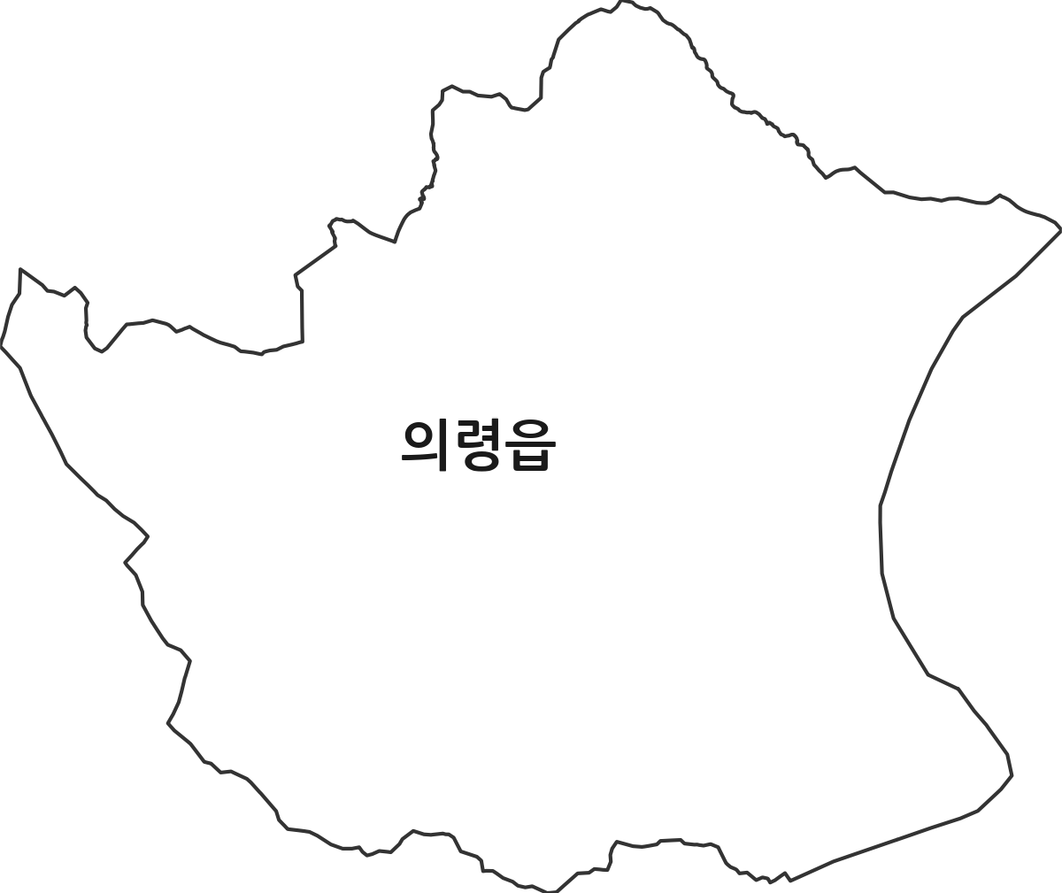 경상남도 의령군 의령읍 행정동 행정구역 경계 지도