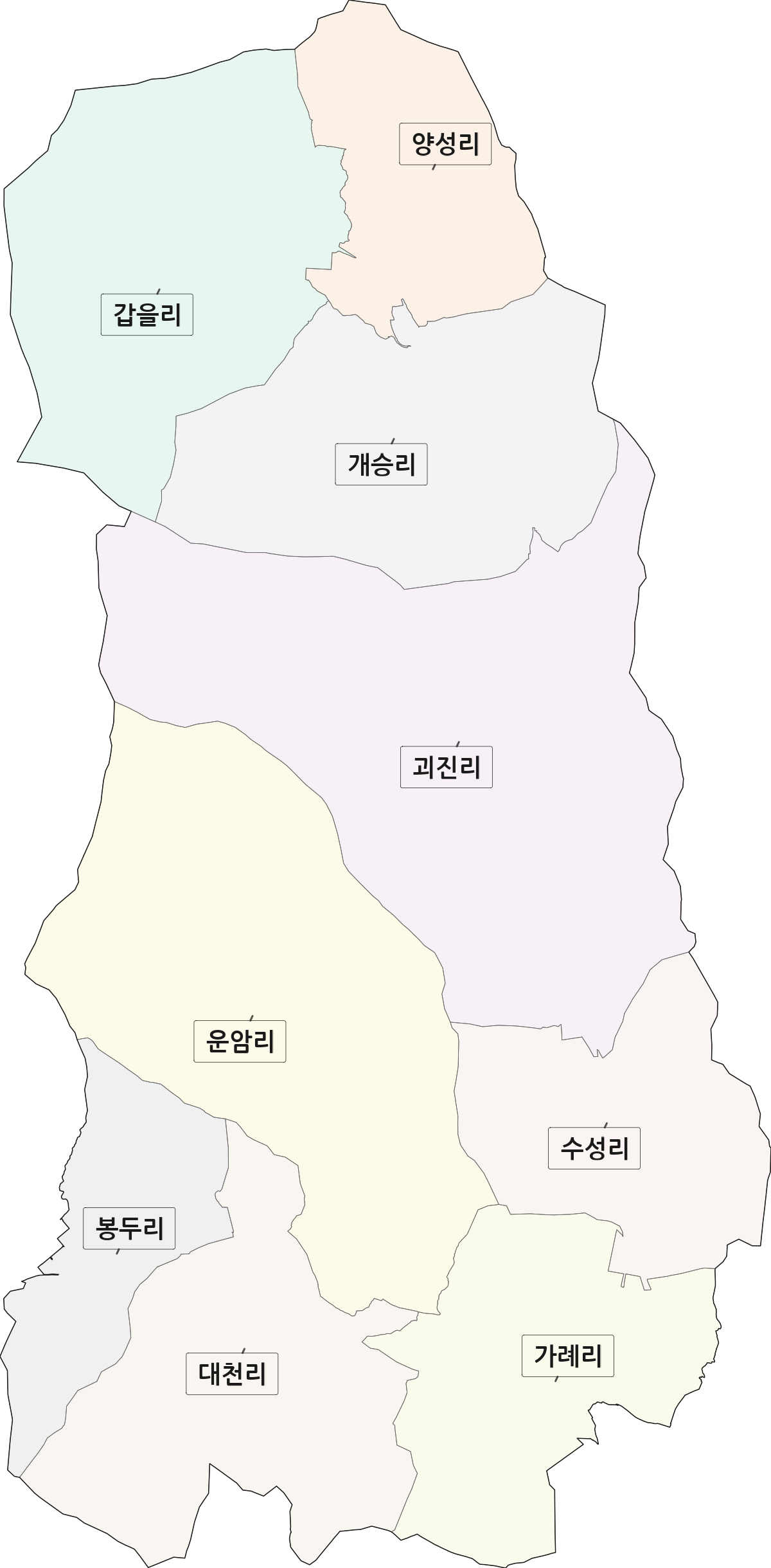 경상남도 의령군 가례면 법정동 리 구분 행정구역 경계 지도