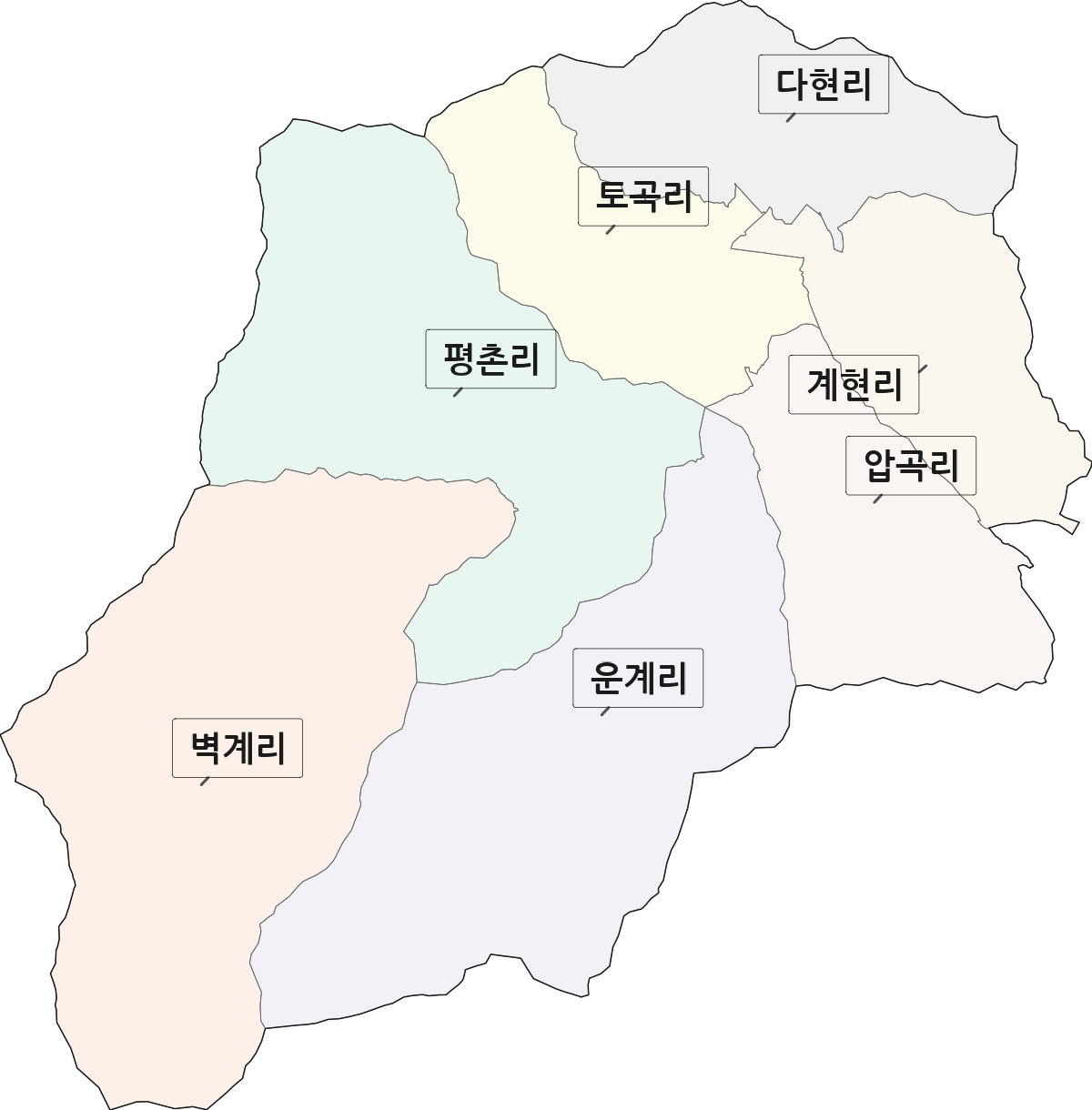경상남도 의령군 궁류면 법정동 리 구분 행정구역 경계 지도