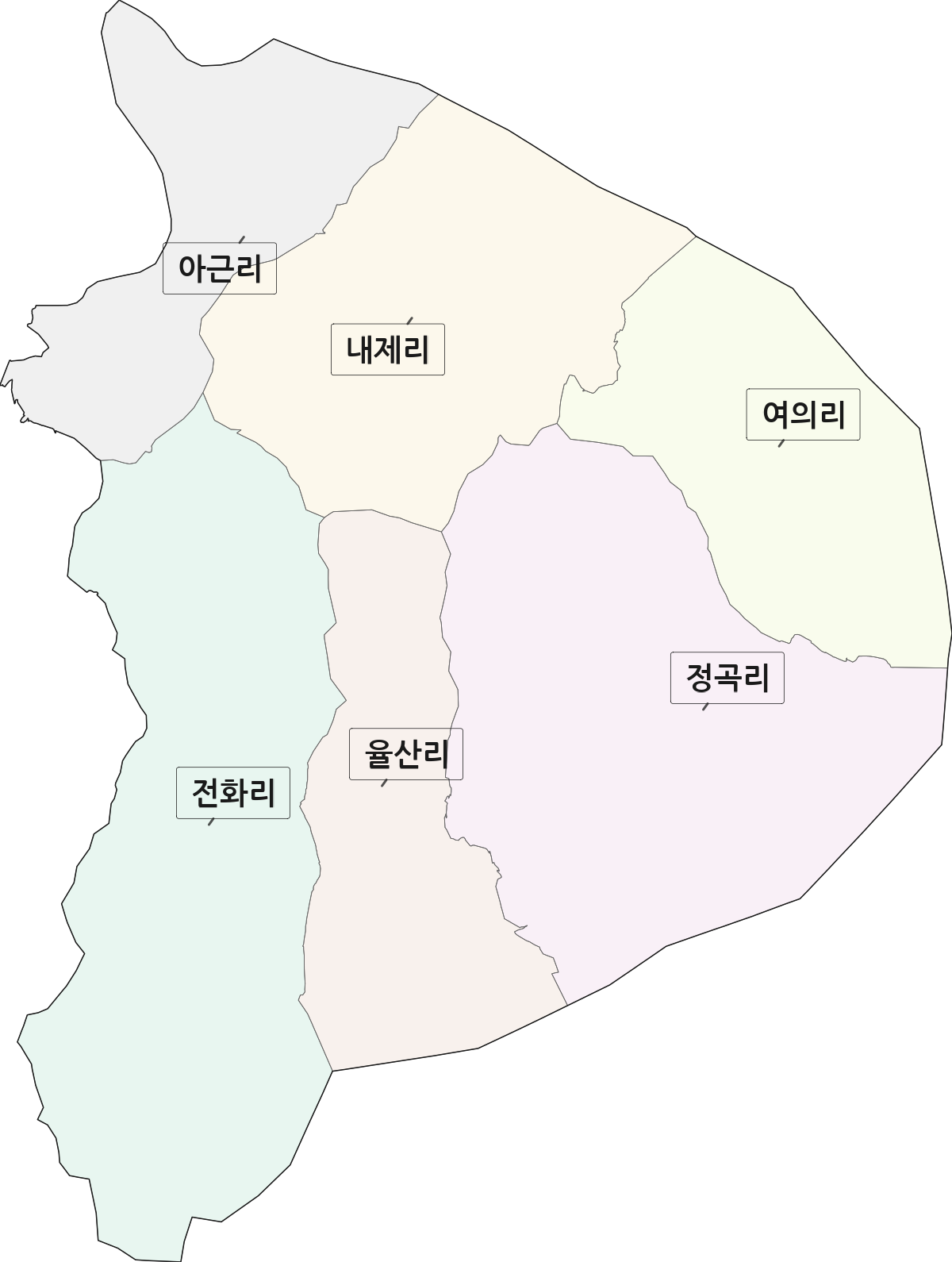 경상남도 의령군 낙서면 법정동 리 구분 행정구역 경계 지도