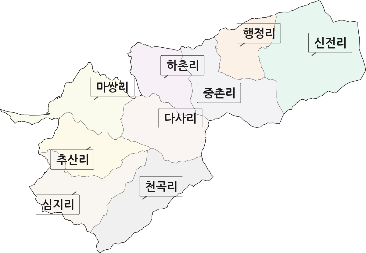 경상남도 의령군 대의면 법정동 리 구분 행정구역 경계 지도