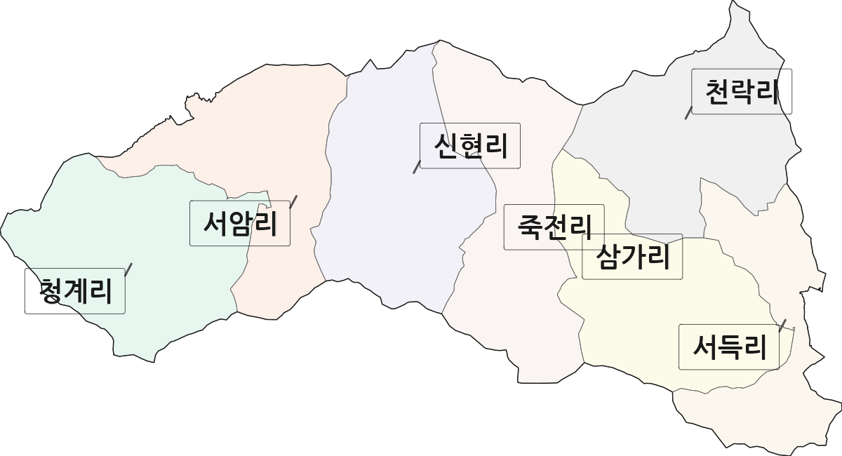 경상남도 의령군 봉수면 법정동 리 구분 행정구역 경계 지도
