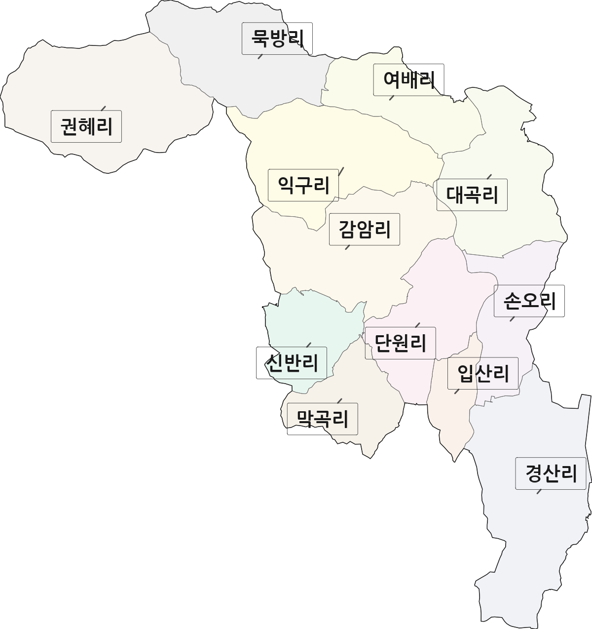 경상남도 의령군 부림면 법정동 리 구분 행정구역 경계 지도