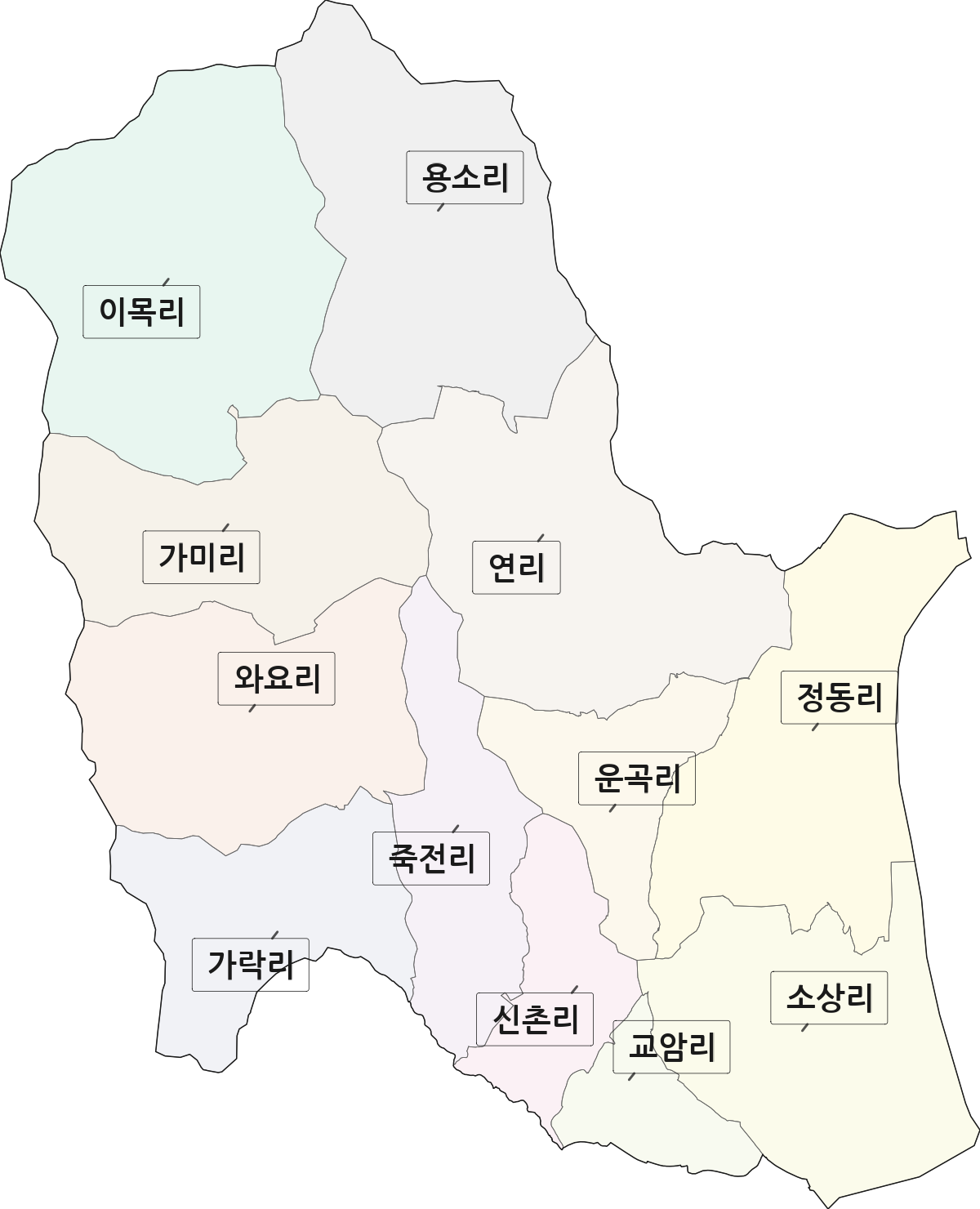 경상남도 의령군 용덕면 법정동 리 구분 행정구역 경계 지도