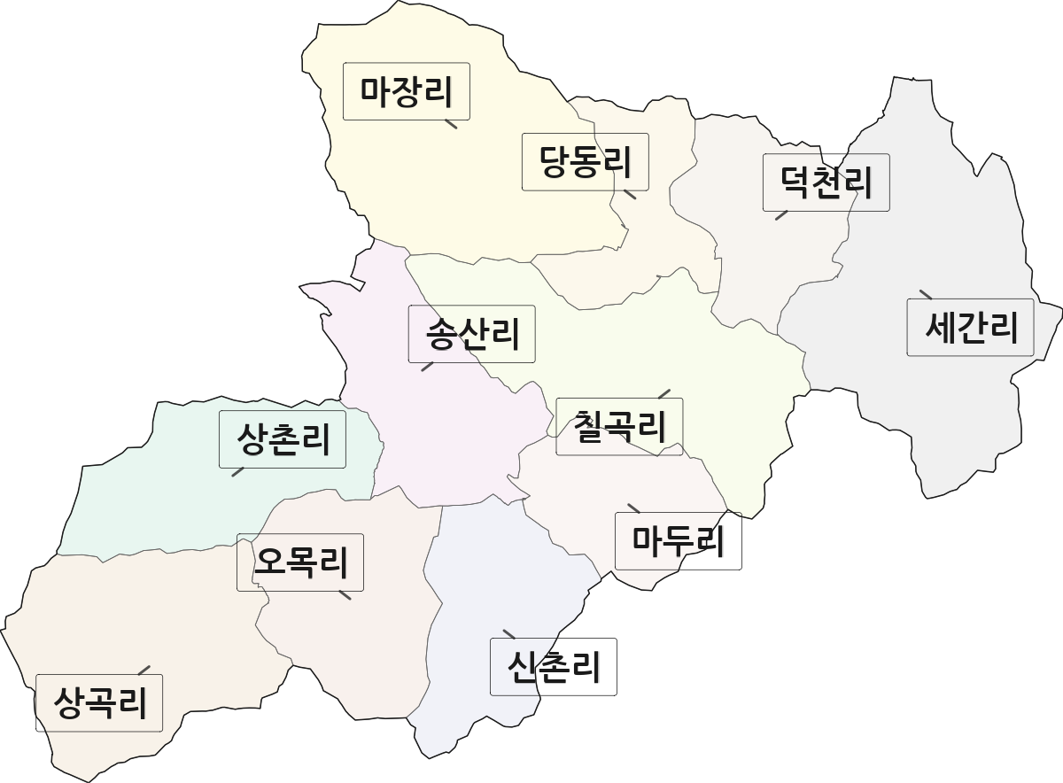 경상남도 의령군 유곡면 법정동 리 구분 행정구역 경계 지도