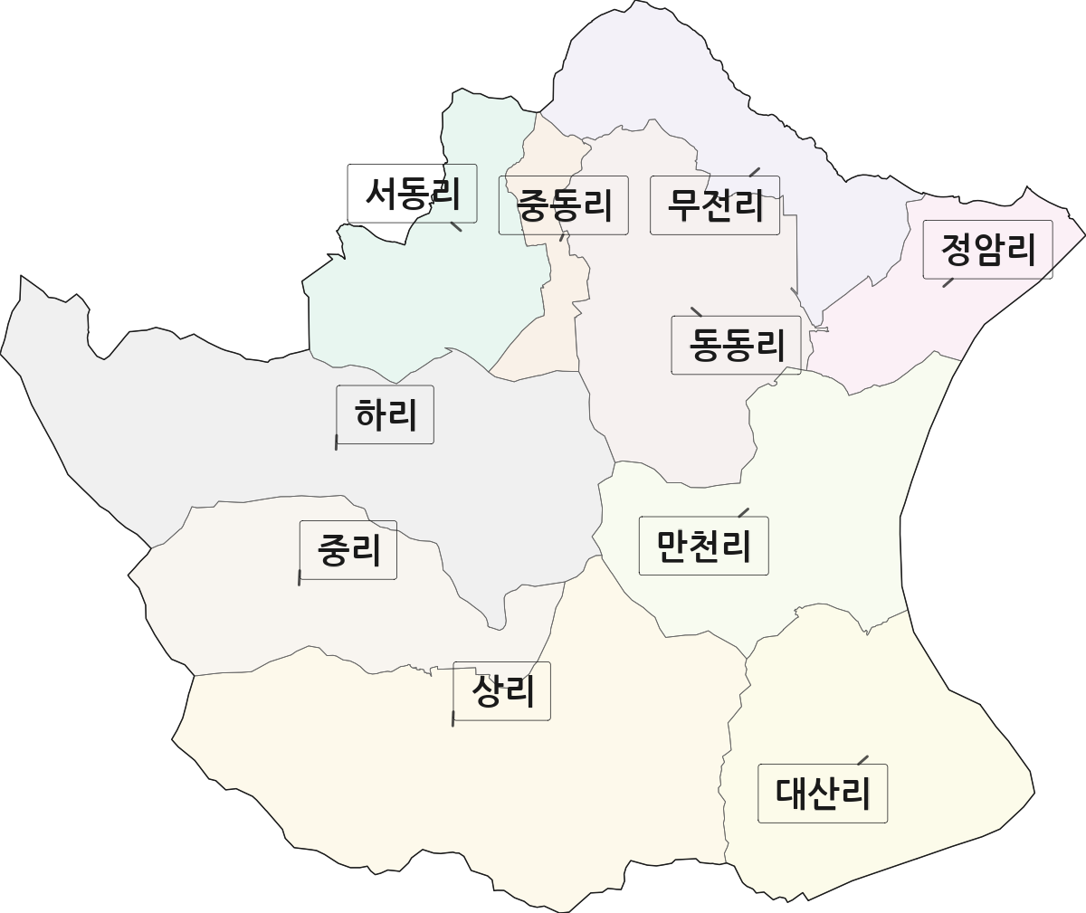 경상남도 의령군 의령읍 법정동 리 구분 행정구역 경계 지도