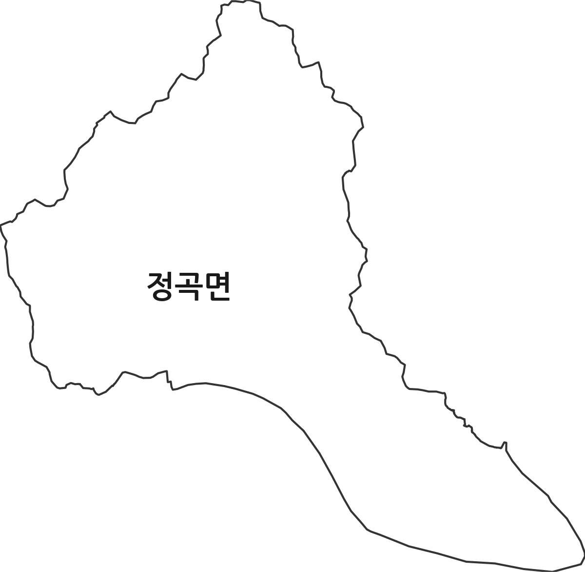 경상남도 의령군 정곡면 법정동 행정구역 경계 지도