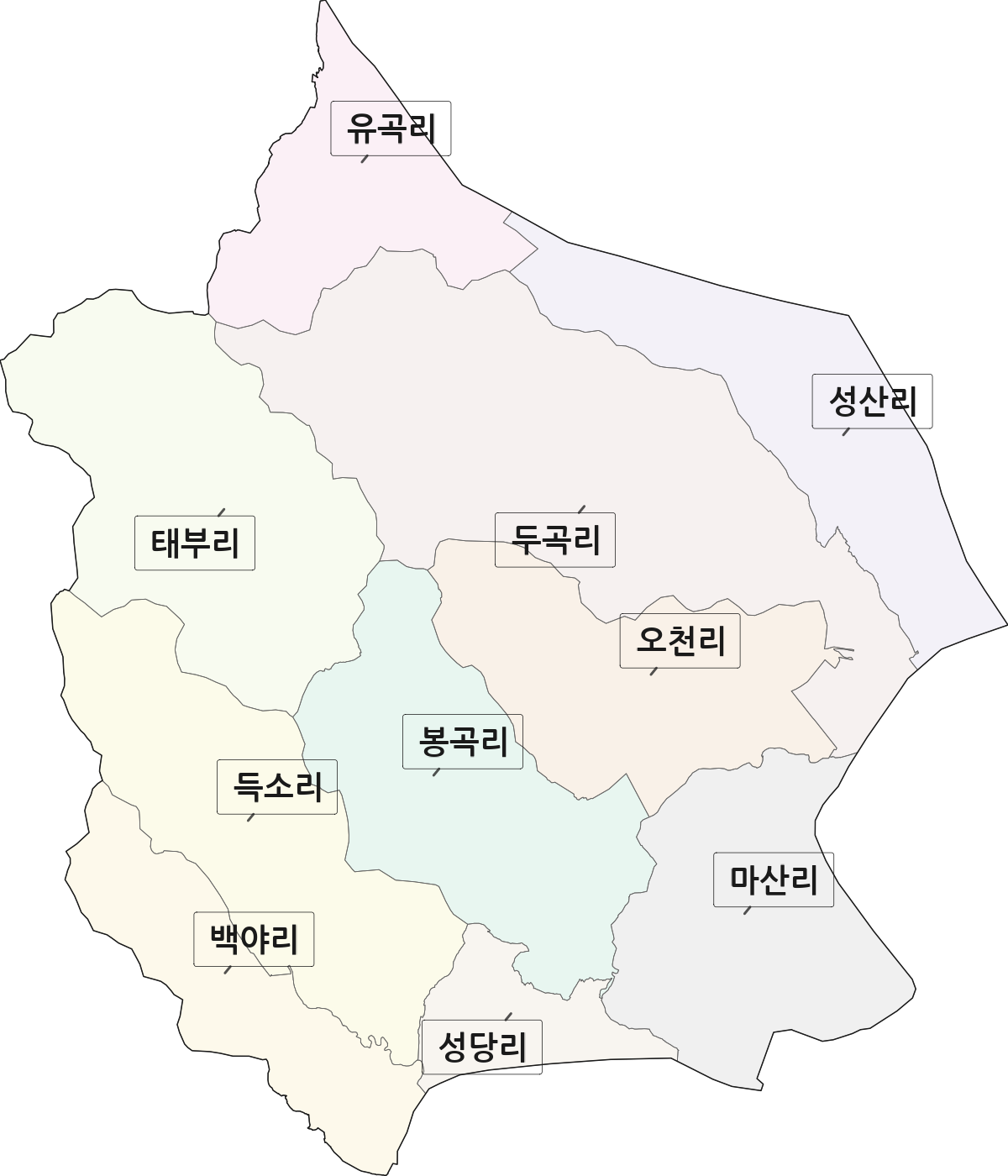 경상남도 의령군 지정면 법정동 리 구분 행정구역 경계 지도