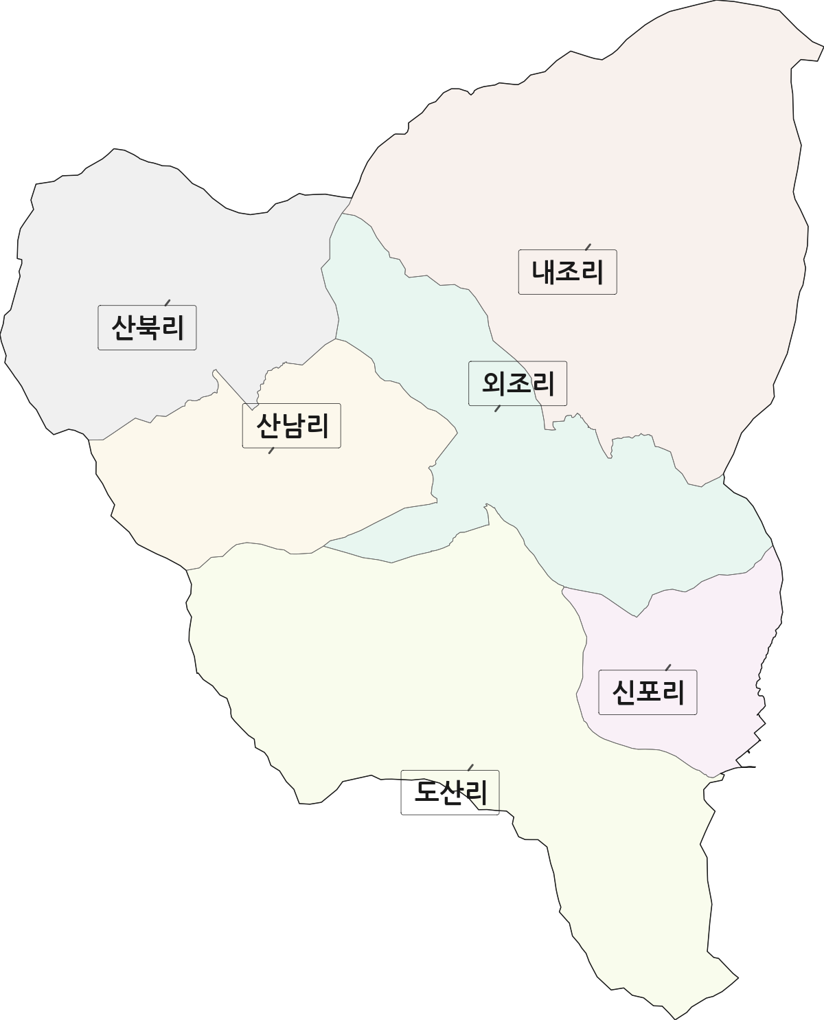 경상남도 의령군 칠곡면 법정동 리 구분 행정구역 경계 지도